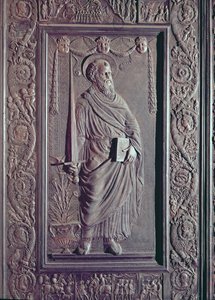 Szent Pál, részlet a bazilika központi ajtajáról, díszítés 1439-45 (bronz) (lásd még 247330-247337)